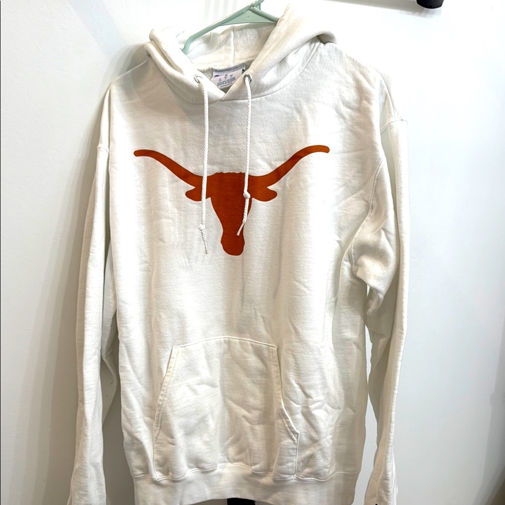Champion White and Orange Longhorn Sweater